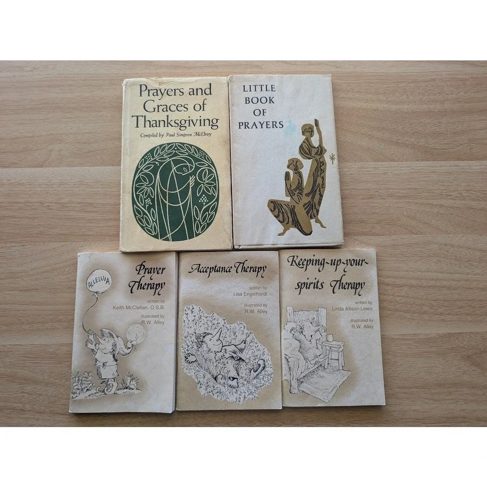 5 Lot Vintage Prayer & Therapy Books Faith‎ Abbey Press Peter Pauper Press Good